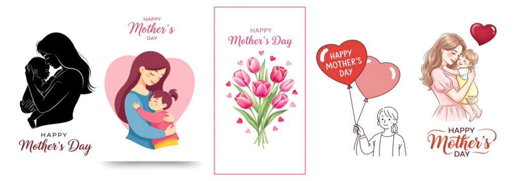 A collection of valentine's day greeting cards with cartoon characters and flowers.
