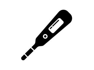 Obraz premium Black thermometer icon in a simple flat