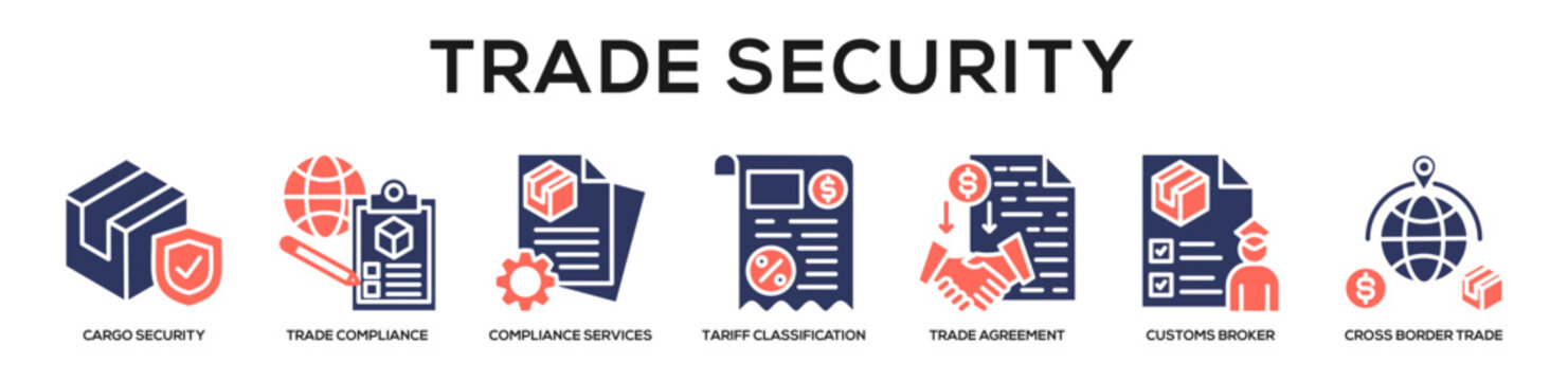 Glyphcolor - Trade Security web banner icon vector illustration concept