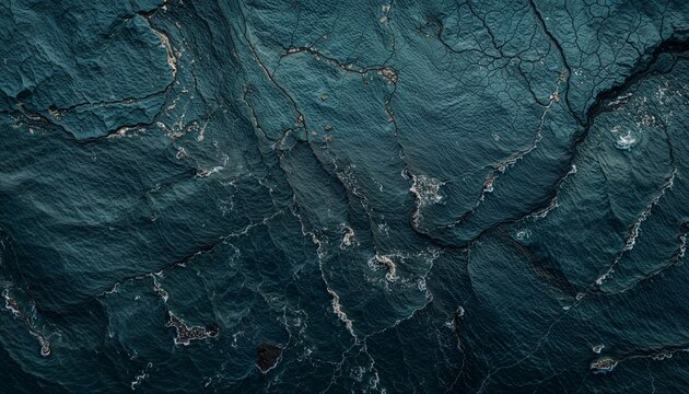 Dark Midnight Teal Slate Stone Texture with Oxidized Mineral Details"