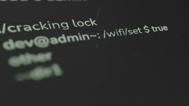 Applying hack to Wi Fi SSID phase of cyberattack. Ethical hacking concept