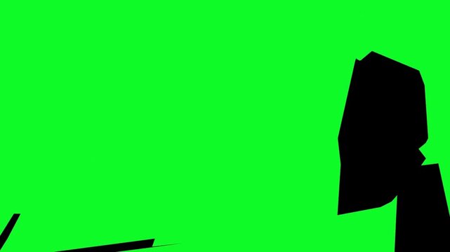 Dynamic black background shattering into green screen fragments and shards to reveal a full chroma key surface for creative video editing projects