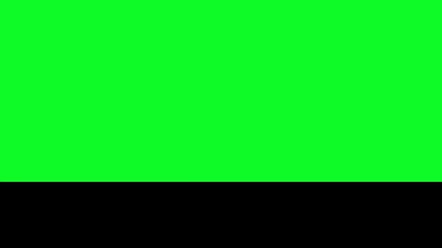 Green screen wipe transition effect moving from top to bottom across a solid black background for creative editing and post production