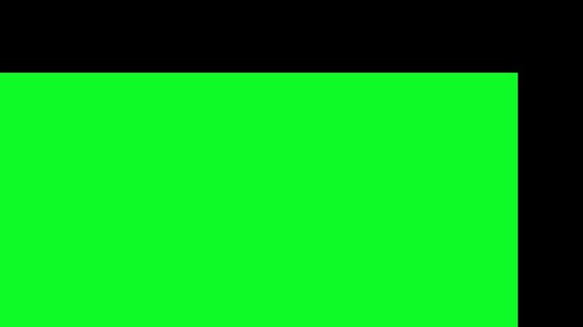 Green screen transition effect expanding from the bottom left corner across a solid black background for creative editing and post production