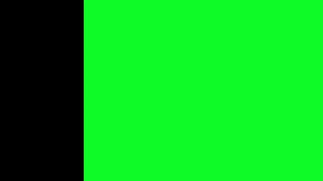 Green screen wipe transition effect moving from right to left across a solid black background for creative editing and post production