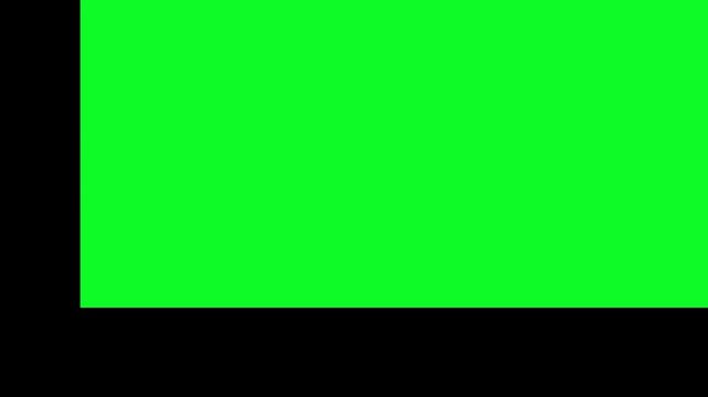 Green screen transition effect expanding from the top right corner across a solid black background for creative editing and post production