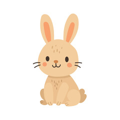 Fototapeta premium Pastel bunny rabbit illustration with soft whiskers, charming spring animal for Easter invitations, kids decor, festive stickers and family blog visuals.