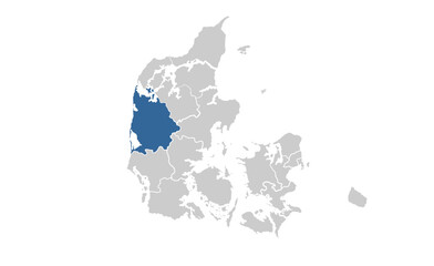 Obraz premium Ringkobing Denmark map showing highlighted location in Europe.