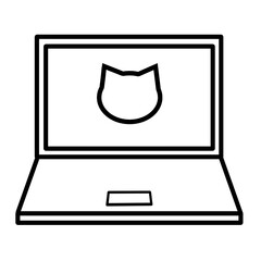 黒のシンプルなモバイルPCのアイコン_さり気なくシンプル猫顔 © mimi