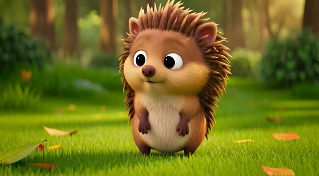 Adorable hedgehog sleeping peacefully in lush green forest