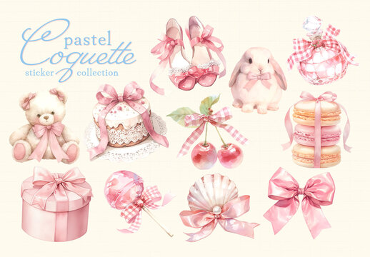 Charming Pastel Sticker Element Set
