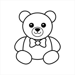 Obraz premium Cute Teddy Bear Outline Cartoon Vector Illustration