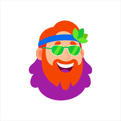 Obraz premium Funny Bearded Man Avatar Cartoon Vector Illustration