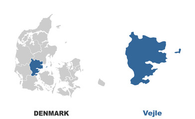 Vejle Denmark map showing highlighted location in Europe.