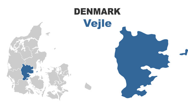 Vejle Denmark map showing highlighted location in Europe.