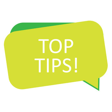 Top tips tag.Speech bubble banner with stars
