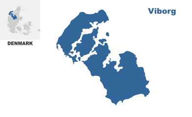 Fototapeta premium Viborg Denmark map showing highlighted location in Europe.