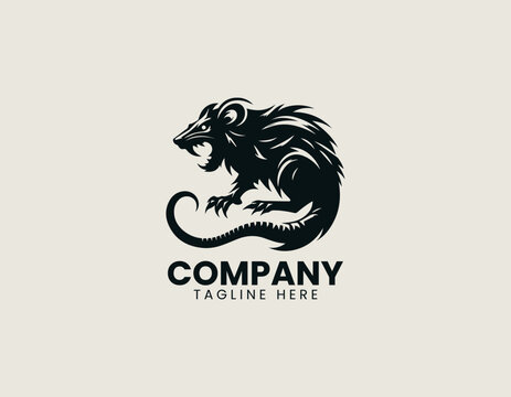 Aggressive rat mascot logo in clean modern vector illustration style