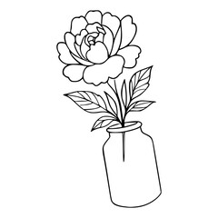 simple floral bloom in mason jar outline graphic