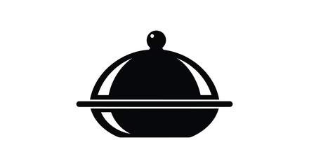 A simple black silhouette depicts a covered serving dish commonly used for presenting food silhouette high quality professional detailed