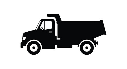 Naklejka premium A stark black silhouette of a heavy duty dump truck presented in a simple graphic style silhouette high quality professional