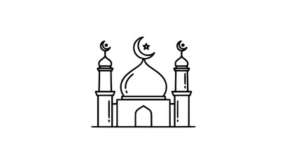 Obraz premium Simple mosque outline icon line art vector illustration