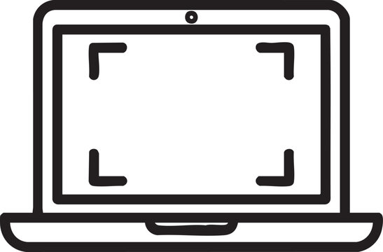 A laptop screen displaying four corner brackets, indicating a screenshot area or content focus selection.