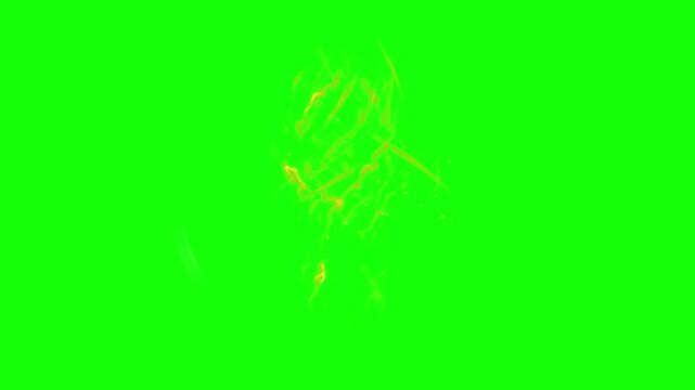 Abstract golden light energy sphere animation dynamically swirling and sparkling with magical particles within a luminous circular frame, ideal for mystical chroma key compositing motion footage.