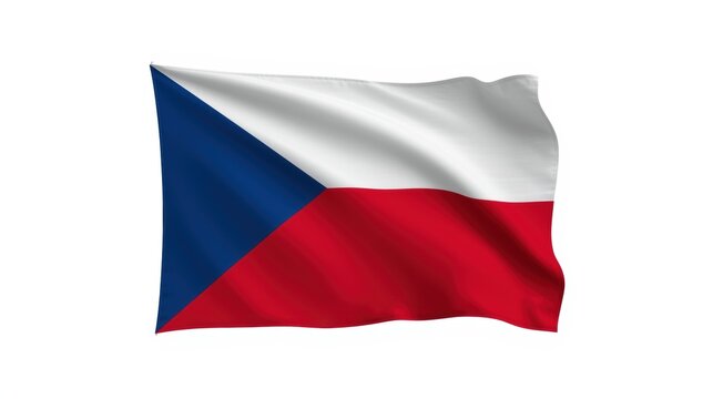 The czech republic's flag waving in the wind against a white background