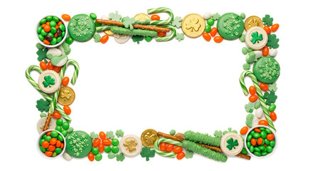 Fototapeta premium St patrick's day photo frame with green beads