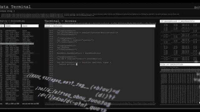 Incoming packet starting terminal UI, overlay shifting while decryptor scanning to find breach