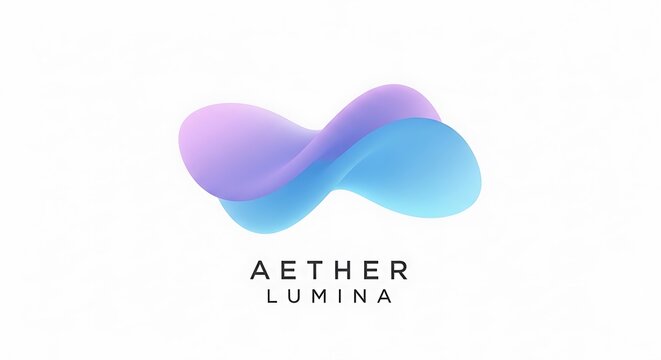 Aether Lumina abstract logo design with flowing shapes and pastel colors.