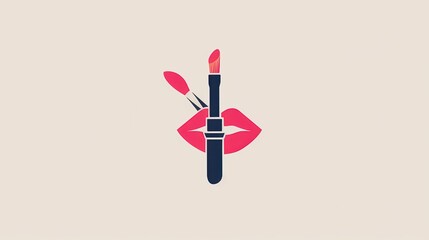 Vibrant makeup brush and lipstick art for beauty branding