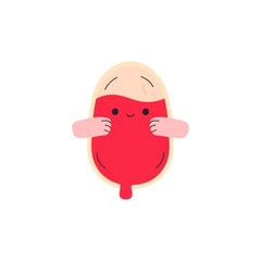 Cute Cartoon Bladder Illustration with Happy Face and Pink Arms