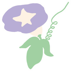 7月の園だよりに使いやすい シンプル手描き素材シリーズ｜あさがお / July Morning Glory Illustration