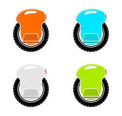 Colorful electric unicycle icons set, without background. © KRvisualPRO