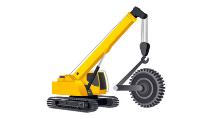 Fototapeta premium Yellow Crane with Gear Attachment and Hook construction