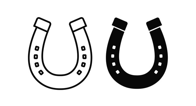 Two black horseshoe icons side by side simple design isolated silhouette