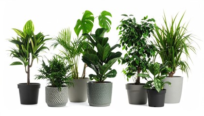 Obraz premium Lush green house plants isolated on white, set 