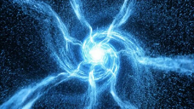 Abstract Blue Swirling Vortex of Particles | Cosmic Energy Flow Animation | 4K