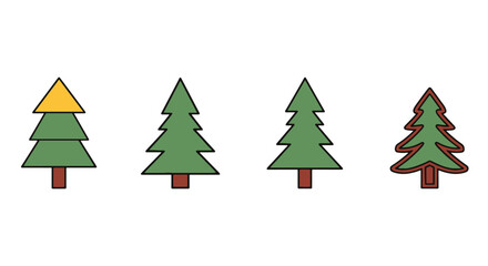 Fototapeta premium Fir tree Line art modern bold tone illustration