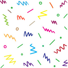 Colorful Hand Drawn Scribble Seamless Pattern Background with Abstract Doodle Lines