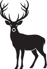 Obraz premium Majestic black deer or stag vector icon representing wildlife, nature and forest animal.