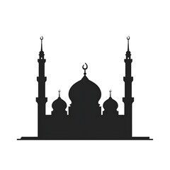 Fototapeta premium Minimalist black grand mosque silhouette flat icon vector