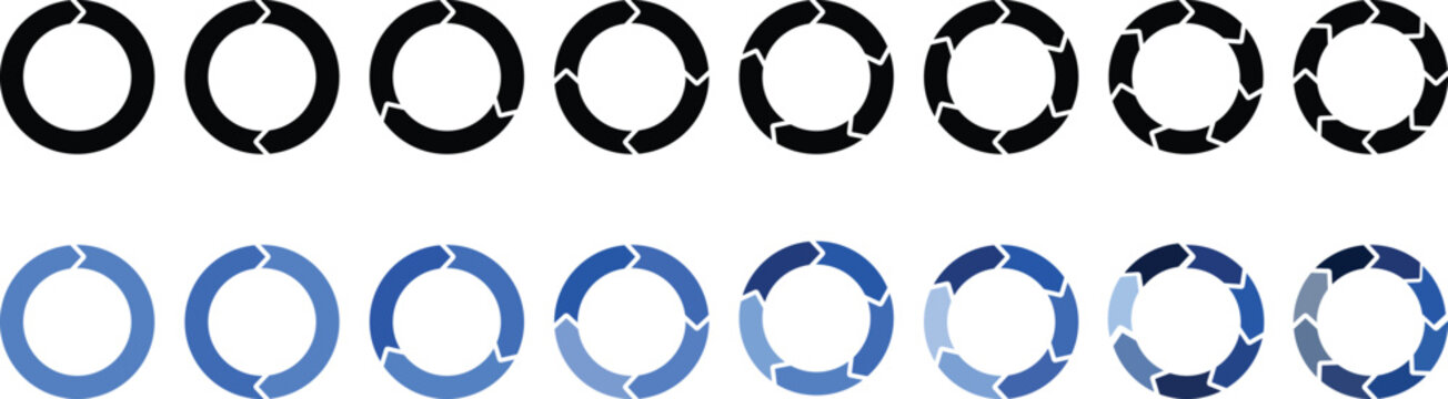 Circular Arrow Chart Infographic Set for Lifecycle and Workflow Process Design