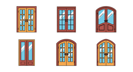 Naklejka premium French Door Line art creative modern smooth illustration