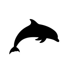 Obraz premium Black silhouette of a jumping dolphin.