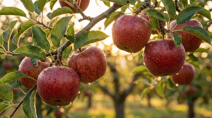 Obraz premium Red Apples on Tree Branch