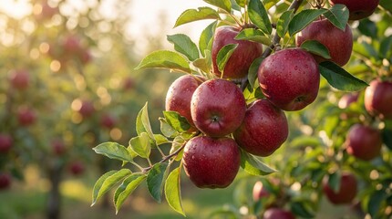 Red Apples on Tree Branch