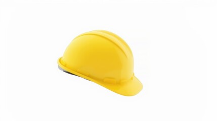 Fototapeta premium A bright yellow hard hat resting on a white background